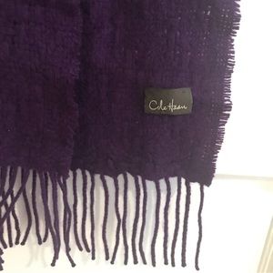Cole Haan Purple Cashmere and Wool Scarf